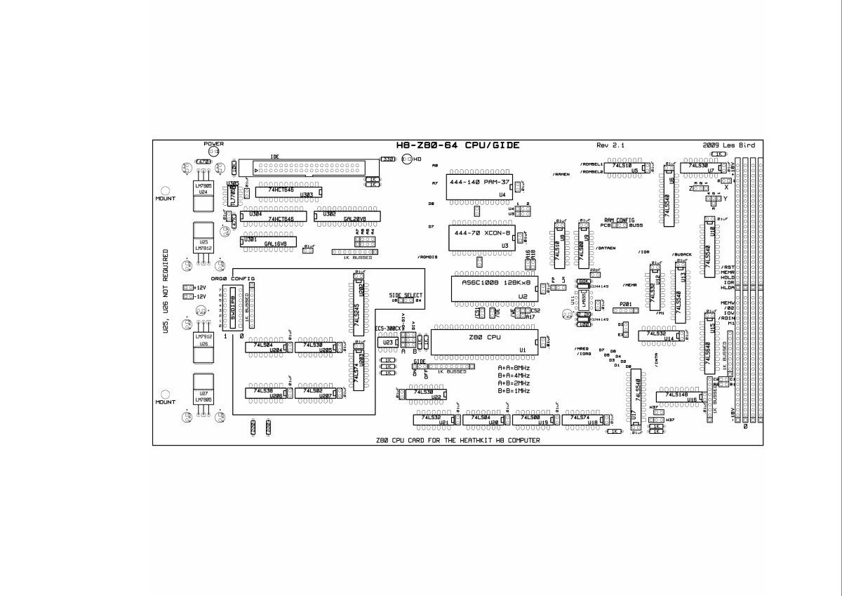 H8-Z80-64 Rev 2 component layout